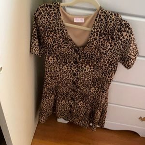 Pink Lily Leopard print button down dress
